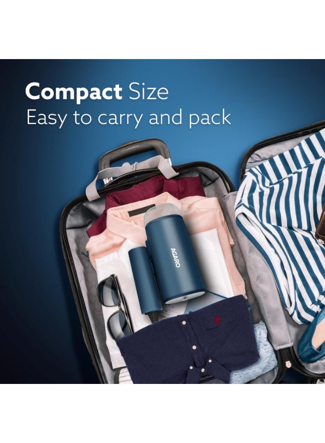 AGARO Elegant Handheld Garment Steamer, Horizontal & Vertical Use, Fast Heat, 1200W, 170 Ml Water Tank, Blue, 1200 Watts - Image 2